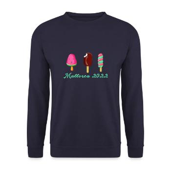 mallorca 2022,mallorca,urlaub,sommer,eis,2022 - Unisex Pullover - Navy - Vorne - Alina (178cm) & Michal (187cm)