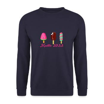 malle 2022,malle,eis, urlaub,sommer,mallorca - Unisex Pullover - Navy - Vorne - Alina (178cm) & Michal (187cm)