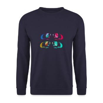cochon d’Inde, graffiti, peinture, coloré - Sweat-shirt Unisexe - marine - Devant - Alina (178cm) & Michal (187cm)