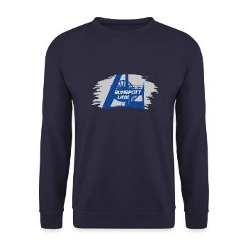 Ruhrpottliebe schlägt in meiner Brust - Unisex Pullover - Navy - Vorne - Alina (178cm) & Michal (187cm)