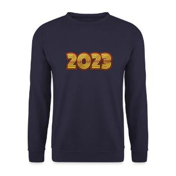 2023 Neues Jahr Silvester - Unisex Pullover - Navy - Vorne - Alina (178cm) & Michal (187cm)
