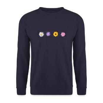 Bunte Blumen - Unisex Pullover - Navy - Vorne - Alina (178cm) & Michal (187cm)