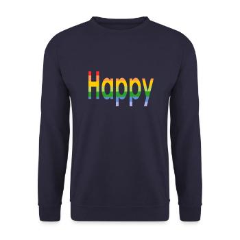 Feliz - Happy - Unisex Sweatshirt - navy - Front - Alina (178cm) & Michal (187cm)