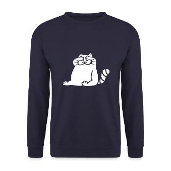 Silhouette weiße Katze geschlossene Augen - Unisex Pullover - Navy - Vorne - Alina (178cm) & Michal (187cm)