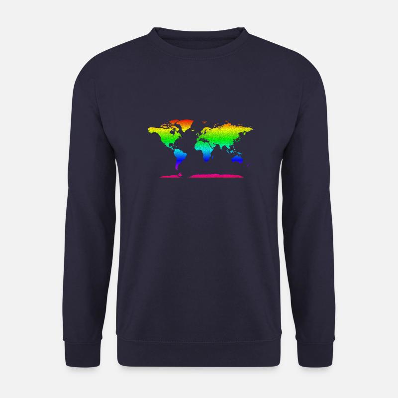 Regenbogen Weltkarte Tshirt One Planet Erde - Unisex Pullover - Navy