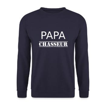 PAPA chasseur 2 - Sweat-shirt Unisexe - marine - Devant - Alina (178cm) & Michal (187cm)