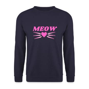 Meow Miau Cat Heart Whiskers Gift Idea - Unisex Sweatshirt - navy - Front - Alina (178cm) & Michal (187cm)
