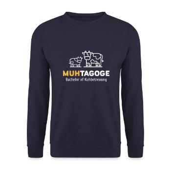 Kühe Rinder Kuh Landwirt - Unisex Pullover - Navy - Vorne - Alina (178cm) & Michal (187cm)