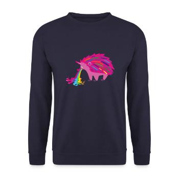 hedgehog,puking,puking hedgehog,rainbow,colorful,pink - Unisex Sweatshirt - navy - Front - Alina (178cm) & Michal (187cm)