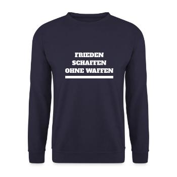 "Frieden schaffen ohne Waffen" - Unisex Pullover - Navy - Vorne - Alina (178cm) & Michal (187cm)