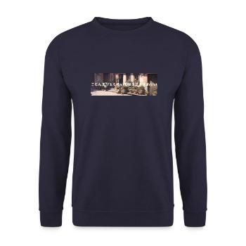 Gemütlich, nicht schick - Unisex Pullover - Navy - Vorne - Alina (178cm) & Michal (187cm)