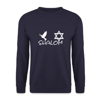 Shalom with Dove of Peace and Star of David | Symbol - Unisex Sweatshirt - navy - Front - Alina (178cm) & Michal (187cm)