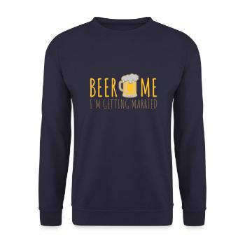 Beer Me Getting Married - Unisex Pullover - Navy - Vorne - Alina (178cm) & Michal (187cm)