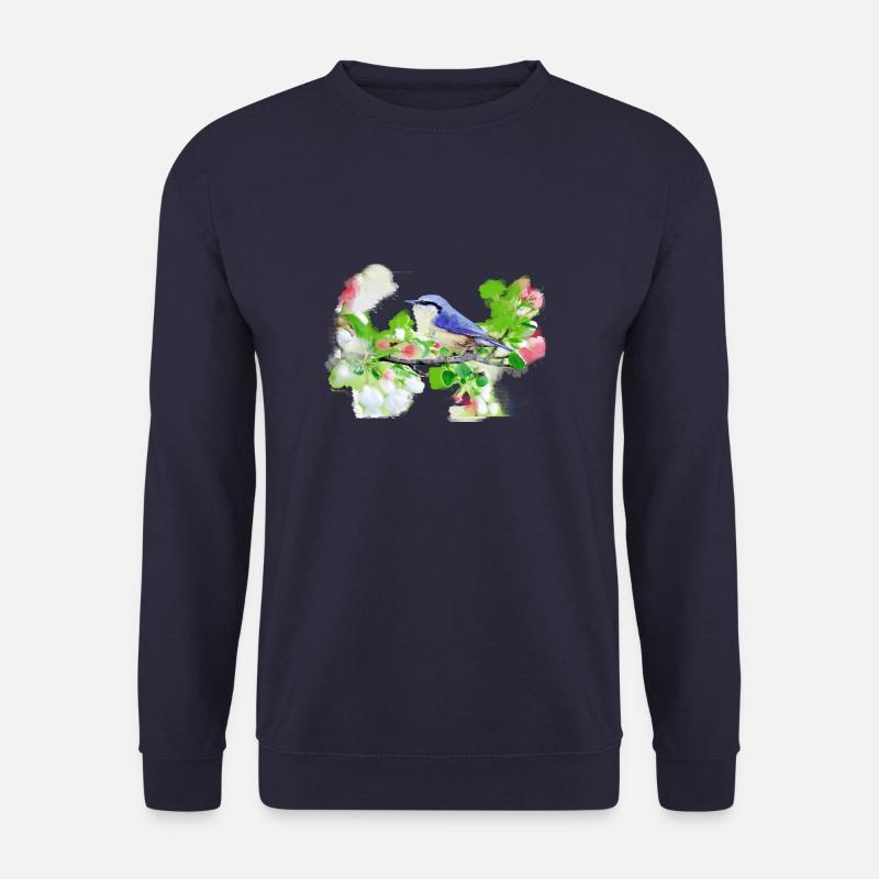 kohlmeise,vogel,blumen,aquarell - Unisex Pullover - Navy