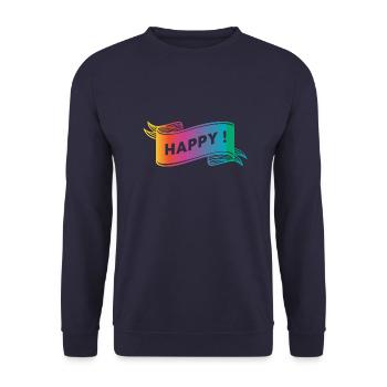 Happy banner - Unisex Sweatshirt - navy - Front - Alina (178cm) & Michal (187cm)