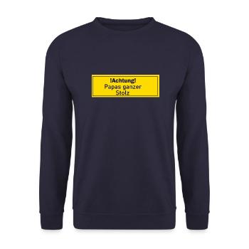 Papas ganzer Stolz Geschenk Geschenkidee Liebling - Unisex Pullover - Navy - Vorne - Alina (178cm) & Michal (187cm)