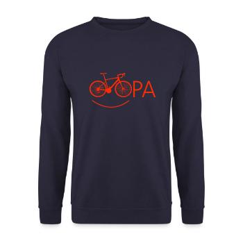 Opa Fahrrad Rentner Rente - Unisex Pullover - Navy - Vorne - Alina (178cm) & Michal (187cm)