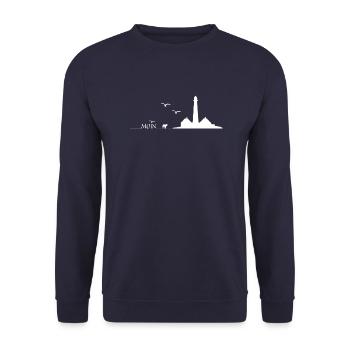 Moin Westerhever lighthouse with sheep and seagulls - Unisex Sweatshirt - navy - Front - Alina (178cm) & Michal (187cm)