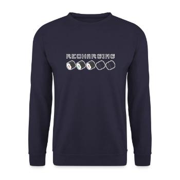 Recharging Pixel Sushi - Unisex Sweatshirt - navy - Front - Alina (178cm) & Michal (187cm)