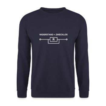 Widerstand ist Zwecklos, Physik, Elektriker - Unisex Pullover - Navy - Vorne - Alina (178cm) & Michal (187cm)