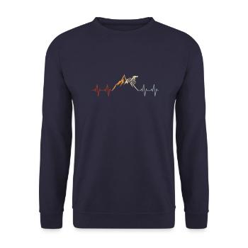 Fahrrad Radsport Herzschlag Berg Vintage Wandern - Unisex Pullover - Navy - Vorne - Alina (178cm) & Michal (187cm)