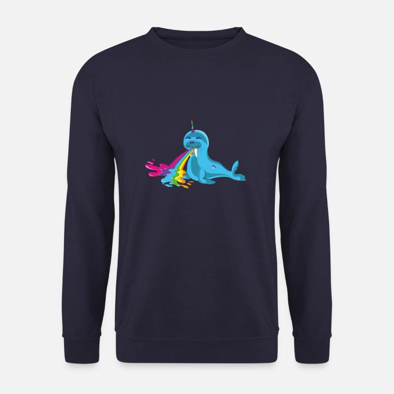 walross,regenbogen,kotzender seehund,robbe,einhorn - Unisex Pullover - Navy