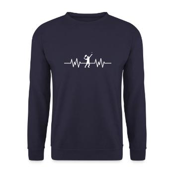 Chemise de tennis ECG Heartbeat Chemise de joueur de tennis - Sweat-shirt Unisexe - marine - Devant - Alina (178cm) & Michal (187cm)