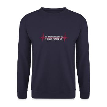 Séance d’entraînement Fitness Motivation Citation - Sweat-shirt Unisexe - marine - Devant - Alina (178cm) & Michal (187cm)