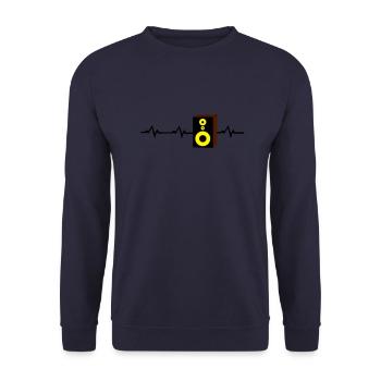 heart beat Herzschlag Monitor Lautsprecher - Unisex Pullover - Navy - Vorne - Alina (178cm) & Michal (187cm)