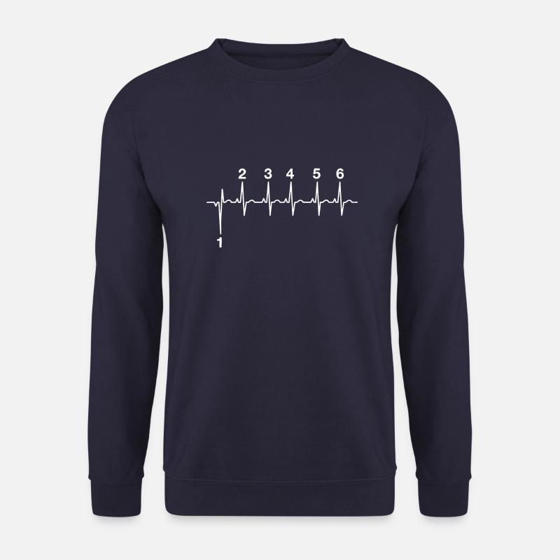 Biker Herzschlag EKG Motorrad Spruch Lustig cool - Unisex Pullover - Navy
