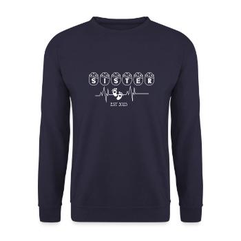 Sister EST 2003 Heartbeat - Unisex Sweatshirt - navy - Front - Alina (178cm) & Michal (187cm)