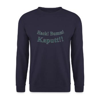 Hack Bumm Kaputt - Unisex Pullover - Navy - Vorne - Alina (178cm) & Michal (187cm)