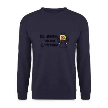Ich glaube an das Christkind - Unisex Pullover - Navy - Vorne - Alina (178cm) & Michal (187cm)