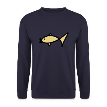 Fisch mit dickem Fischmaul - V2 - Unisex Pullover - Navy - Vorne - Alina (178cm) & Michal (187cm)