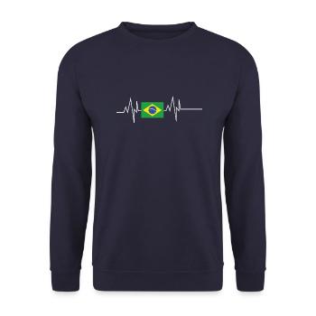 Brasilien Flagge Herzschlag - Unisex Pullover - Navy - Vorne - Alina (178cm) & Michal (187cm)