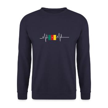 Cameroon Flag Heartbeat - Unisex Sweatshirt - navy - Front - Alina (178cm) & Michal (187cm)