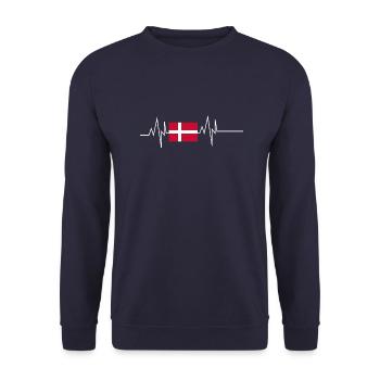 Danemark Flag Heartbeat - Sweat-shirt Unisexe - marine - Devant - Alina (178cm) & Michal (187cm)