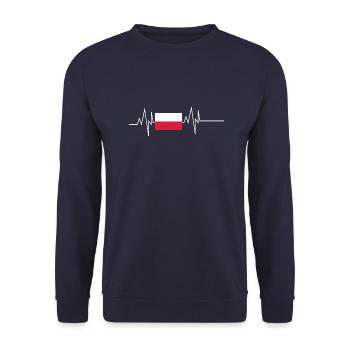 Polen Flagge Herzschlag - Unisex Pullover - Navy - Vorne - Alina (178cm) & Michal (187cm)