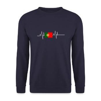 Portugal Flagge Herzschlag - Unisex Pullover - Navy - Vorne - Alina (178cm) & Michal (187cm)
