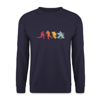 Eishockey Hockey Vintage Hockeyschläger Sprüche - Unisex Pullover - Navy - Vorne - Alina (178cm) & Michal (187cm)