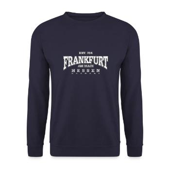 Frankfurt am Main (white oldstyle) - Unisex Sweatshirt - navy - Front - Alina (178cm) & Michal (187cm)