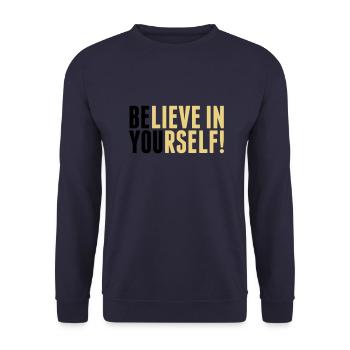 believe in yourself - be you - Unisex Pullover - Navy - Vorne - Alina (178cm) & Michal (187cm)