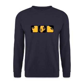 escalade des boîtes de logos d'homme le soir 3 - Sweat-shirt Unisexe - marine - Devant - Alina (178cm) & Michal (187cm)
