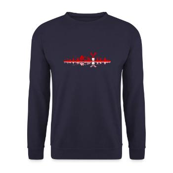 Weihnachten - Landschaft Elch - Unisex Pullover - Navy - Vorne - Alina (178cm) & Michal (187cm)