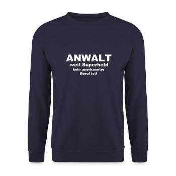 Anwalt weil Superheld kein anerkannter Beruf ist - Unisex Pullover - Navy - Vorne - Alina (178cm) & Michal (187cm)