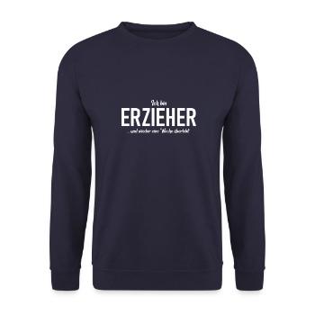 Ich bin Erzieher ...und wieder eine Woche überlebt - Unisex Pullover - Navy - Vorne - Alina (178cm) & Michal (187cm)