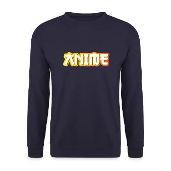 ANIME Schriftzug - Unisex Pullover - Navy - Vorne - Alina (178cm) & Michal (187cm)