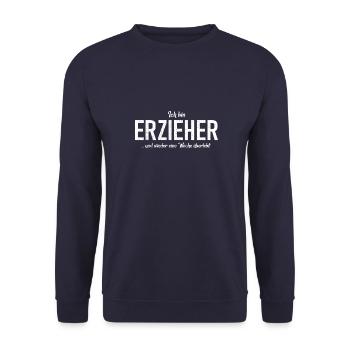 Ich bin Erzieher ...und wieder eine Woche überlebt - Unisex Pullover - Navy - Vorne - Alina (178cm) & Michal (187cm)