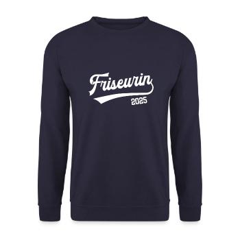 Friseurin 2025 Ausbildung Lehre Frisör Friseure - Unisex Pullover - Navy - Vorne - Alina (178cm) & Michal (187cm)
