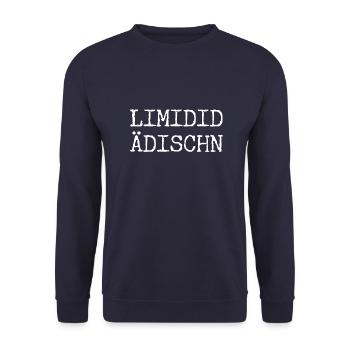 Limited Edition sächsisch Limidid Ädischn - Spruch - Unisex Pullover - Navy - Vorne - Alina (178cm) & Michal (187cm)
